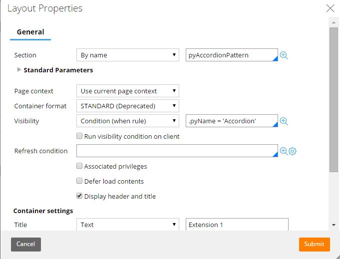 Updating the Section field in the Layout Properties