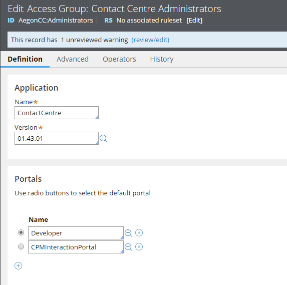 Configure access group