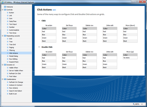 Click Actions in Grids