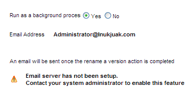 email server warning message