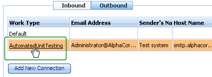 Outbound email gadget with accounts listed
