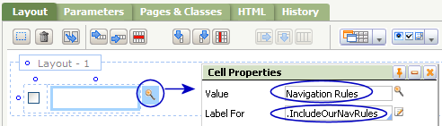 Cell Properties for the checkbox's label
