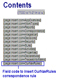Field code reference to OurNavRules