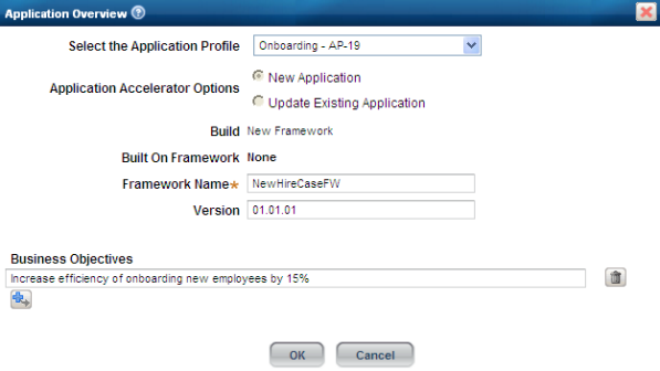 Application Overview window with the Onboarding profile selected