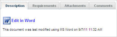 Description tab after using the Edit in Word feature