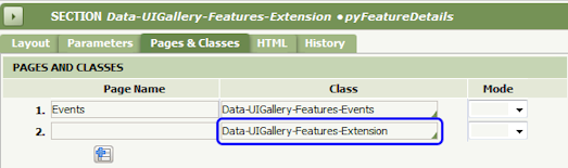 Add Extensions to Pages & Classes tab