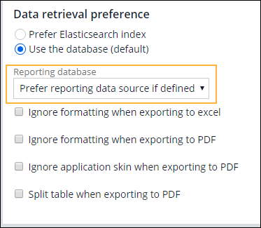 "Reporting database field"