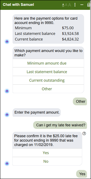 Customer requests fee waiver during chatbot interaction