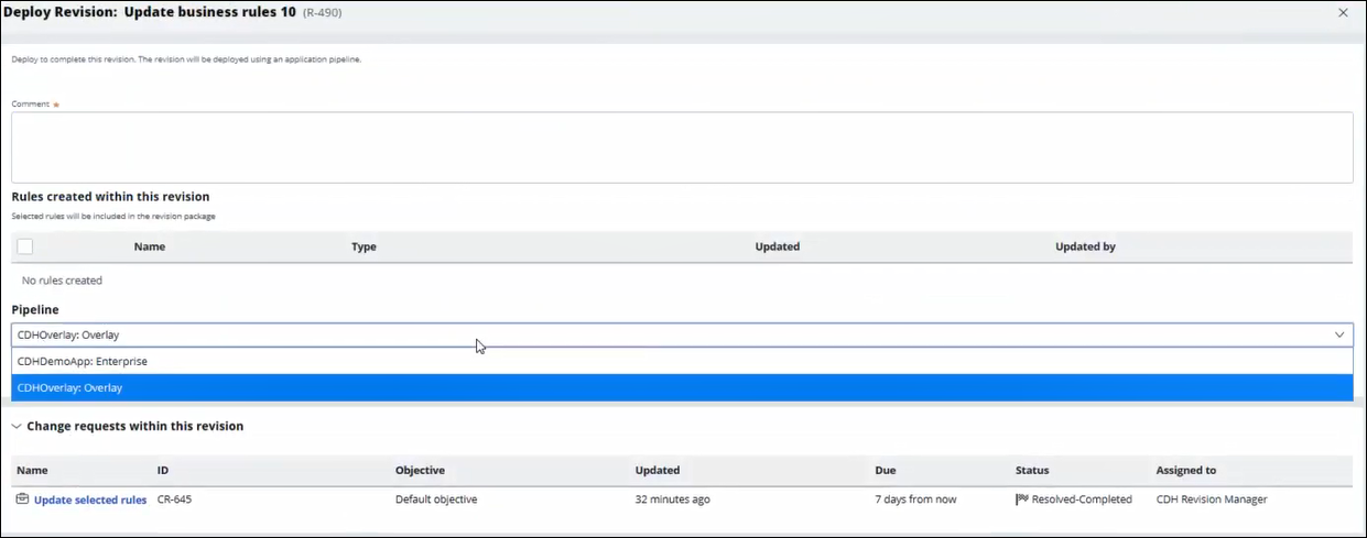 "Deployment Manager pipelines in the Pega Customer Decision Hub portal"