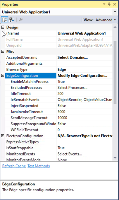 Microsoft Edge configuration properties