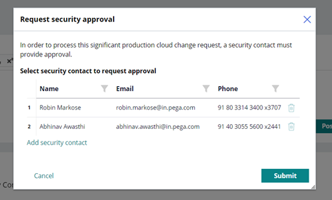 Request security approval window